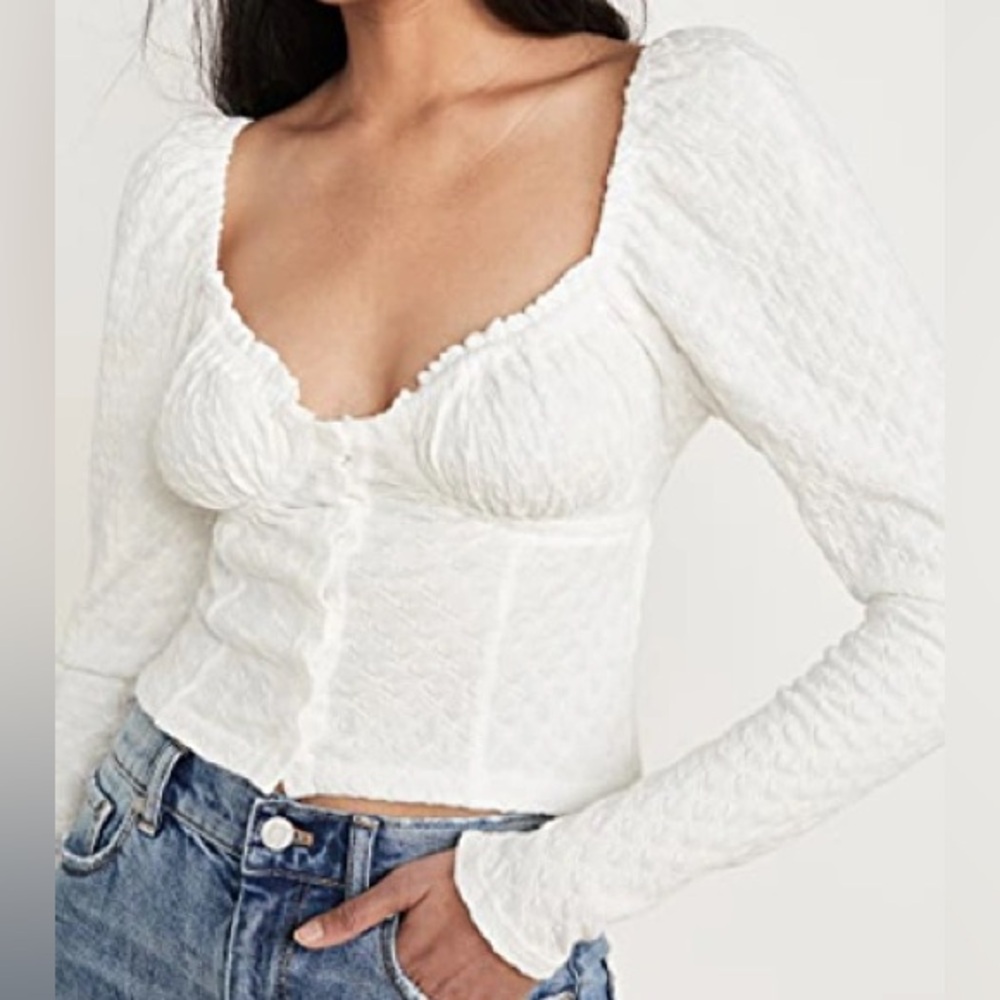 NWT Free People Ladybug long sleeve top in ivory size XL